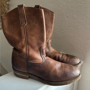 RED WING Pecos USA Brown Leather Sz 10 B Mens Western Work Boots Pull On 691
